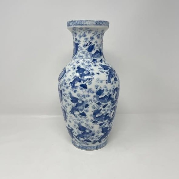 Other - VTG Chinoiserie Porcelain Koi Fish Vase Blue And White 13" Tall China‎